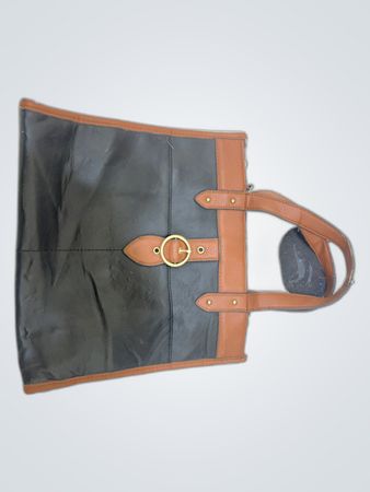 Brown and Black Leather Tote Bag