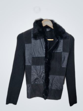 Sisters Black Leather and Fur Jacket