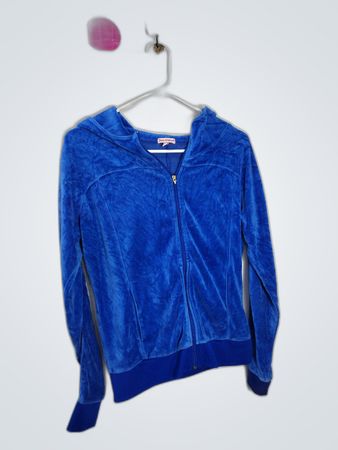 Juicy Couture Blue Velour Zip-Up Hoodie