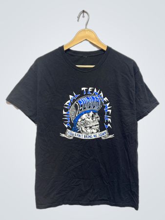 T-shirt noir avec graphique de skull et texte