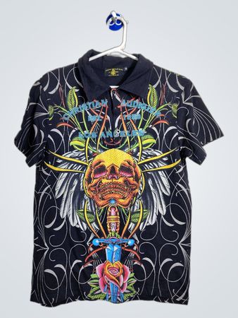 Christian Audigier Grafik Polohemd