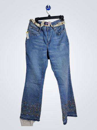 La. Blues Stretch-Jeans mit verzierten Schlagbeinen