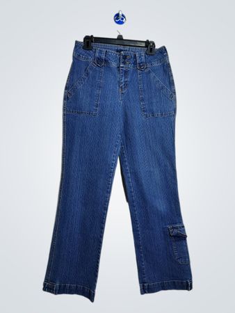 Jeans évasés en denim extensible bleu pour femme