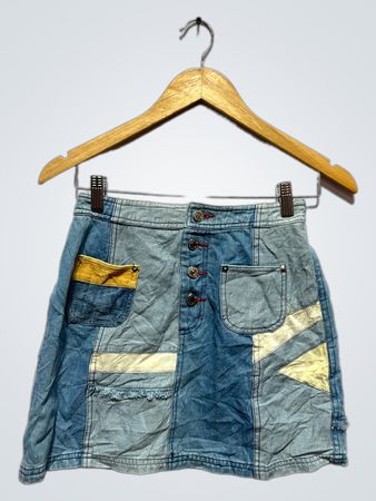 Jupe Mini en Denim Patchwork Beth Comb Studio