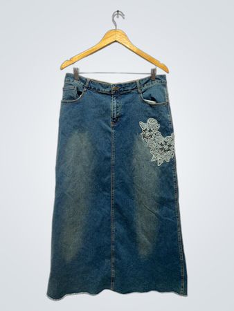 Falda Maxi de Denim Fresh FX con Adornos