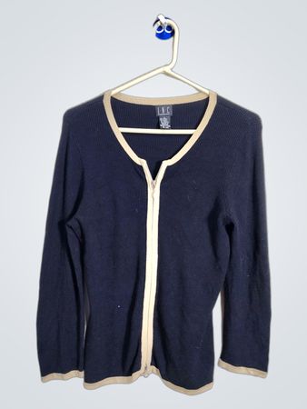 Cardigan de cierre con cremallera de canalé azul marino INC International Concepts