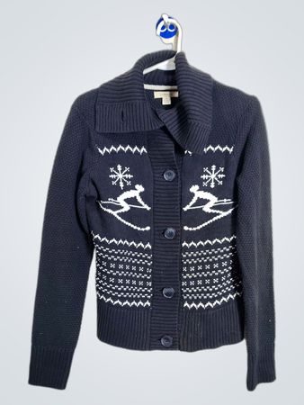 G.H. Bass & Co. Maglione Cardigan con Fiocchi di Neve per Donna in Blu Navy