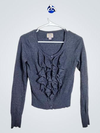 Cardigan Cinza com Renda