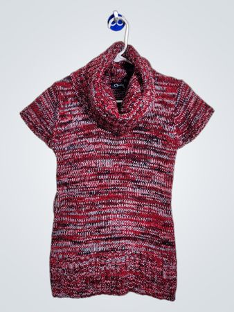 Chesley Damen Rote & Weiße Melierte Strickrollkragensweater