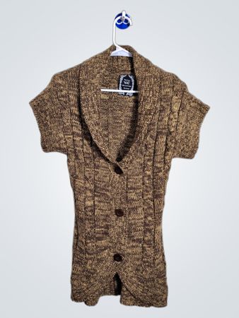 Yk2 Collection Brown Marled Short Sleeve Cardigan