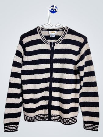 Cardigan zippé à rayures pour femme Talbots