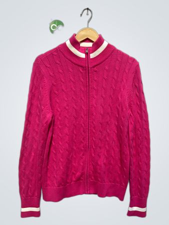 Pull zippé en laine cable tricoté pour femme Ralph Lauren