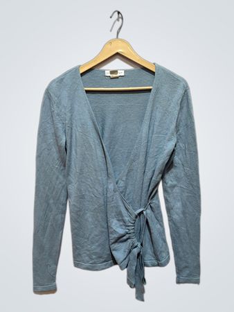 Newport News Damen blauer Wickelcardigan mit Bindemittel