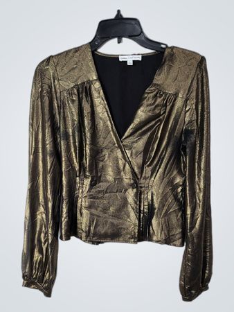 Express x Negin Mirsalehi Blouse dorée métallique à manches longues