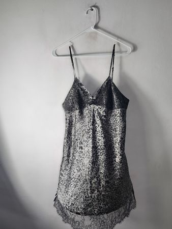Ambrielle Leopard Print Lace Trim Slip Dress