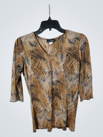 Brittany Black Damen 3/4-Ärmel V-Ausschnitt Abstract Print Top
