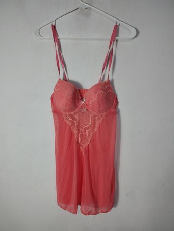 Lencería babydoll transparente rosa