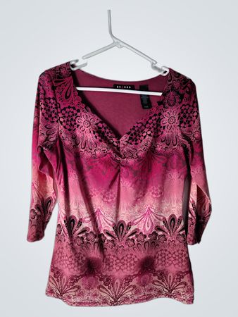 Axcess by Liz Claiborne Company Haut à manches 3/4 en imprimé paisley rose pour femmes