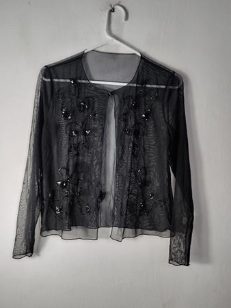 Gilet noir transparent avec perles