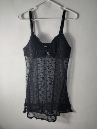 Babydoll trasparente nero a pois