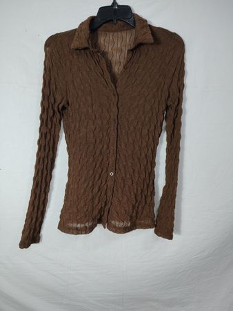 Brown Textured Button-Up Shirt