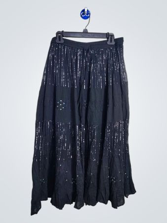Falda maxi de vestir en capas de lentejuelas negras Jennifer Lauren Plus