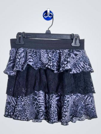 Saia Mini com Babados em Camadas e Estampa Animal