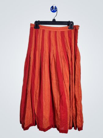 Rafaella Red Orange Stripe Pleated Midi Rock