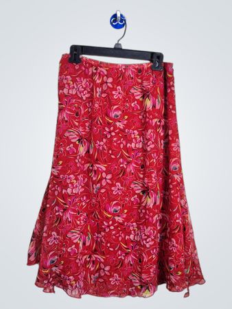 Sag Harbor Petite Red Floral Midi Skirt