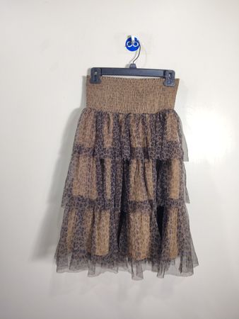 Falda de tul con estampado de leopardo de Melange Girl en capas