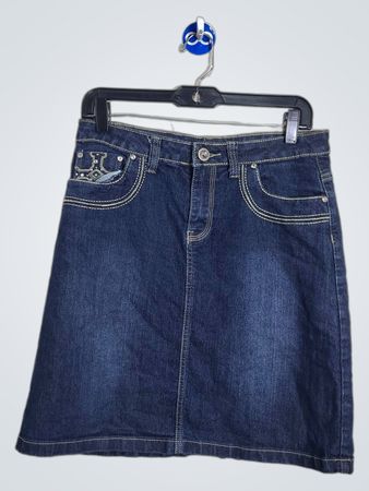 Gonna in denim Baby Phat con tasche decorate
