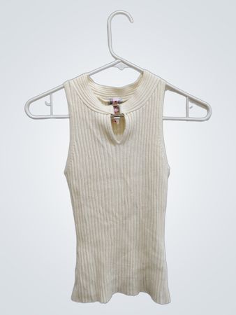 Herz Seele Rippstrick-Trägershirt mit Schlitz-Ausschnitt