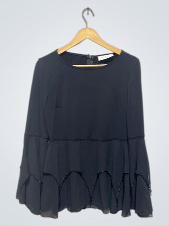 Kenzel Black Bell Sleeve Blouse