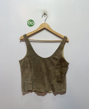 Canotta in suede marrone
