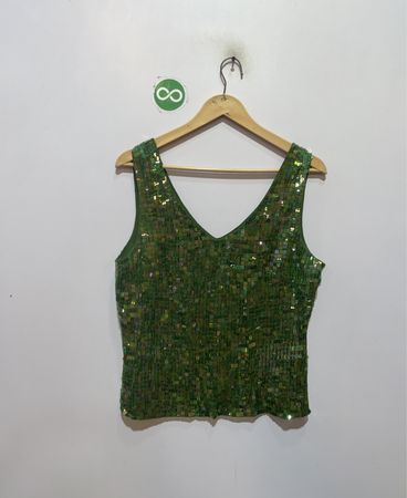 Identity by Lord & Taylor Sequin V-Neck Tank Top