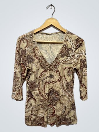 Paisley-Print V-Ausschnitt-Oberteil