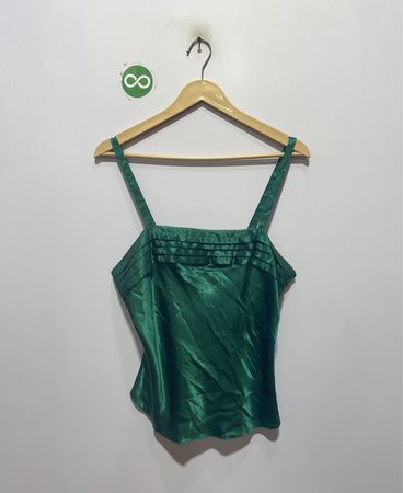 Green satin camisole
