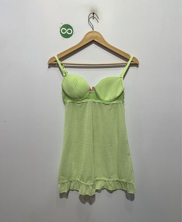 Rampage Intimates Green Gingham Babydoll