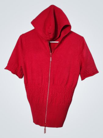 Suéter com capuz e zíper de manga curta Bellini Red