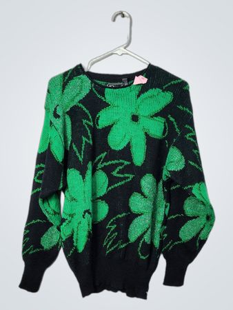 Maglione a maglia floreale verde da donna Rochelle California