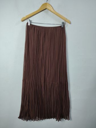 Brown Pleated Maxi Skirt