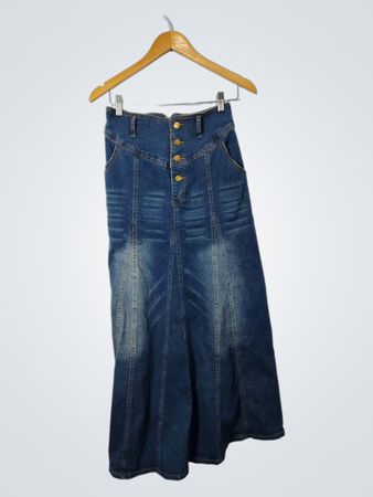 Blue denim maxi skirt