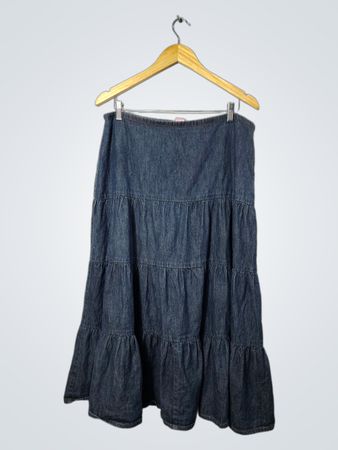 Falda Larga De Jeans Con Capas