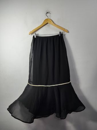 BLAIR Women's Black Maxi Skirt with Pearl Detail