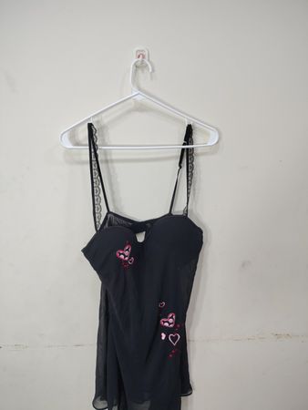 STUDIO Donatella Black Babydoll con Cuori Rosa