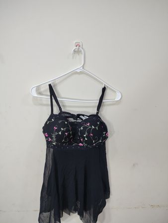 Rampage Black Floral Babydoll Lingerie