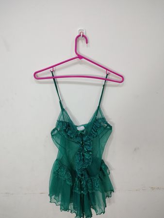 Babydoll de encaje verde transparente
