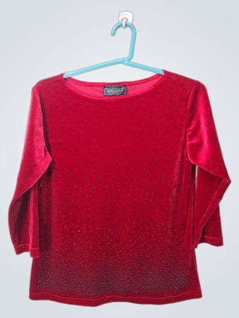 Impressions Millennium Edition Red Velvet Beaded Top