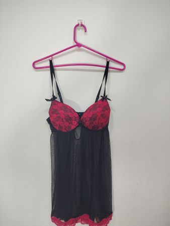 Inteco Intimates Red and Black Lace Babydoll