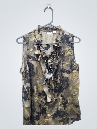 「Cato スリーブレス ラッフル フローラル ブラウス」